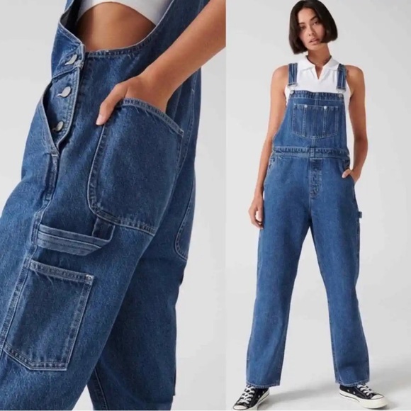 Aritzia Blue Denim Women's Overalls - Picture 1 of 16